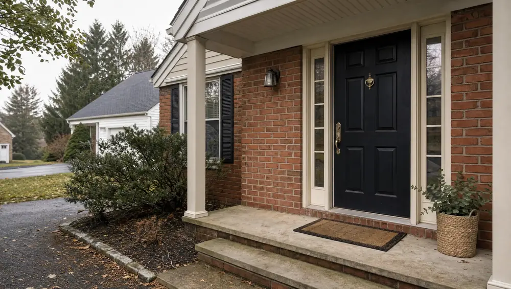 Cash home buyer reviewing a property offer on a suburban colonial house in Burlington County NJ