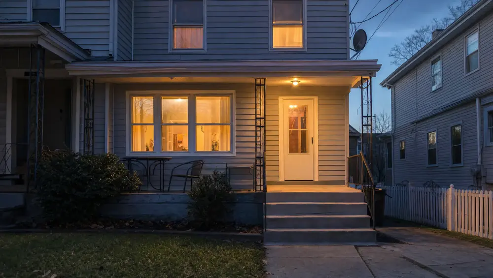 Cash home buyers meeting with a seller outside a Cape May County shore property with a cash offer in hand.