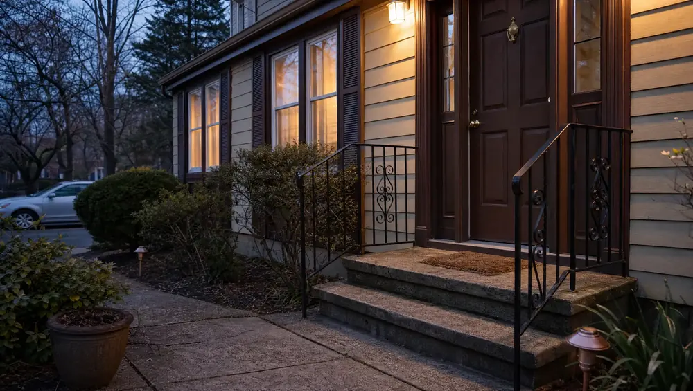 New Jersey suburban home with a for-sale sign in front yard, representing selling a house during divorce in NJ