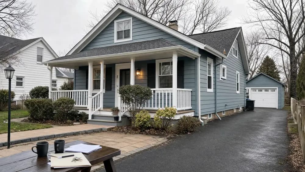 New Jersey homeowner reviewing foreclosure documents at kitchen table. Options to stop foreclosure in NJ before sheriff's
