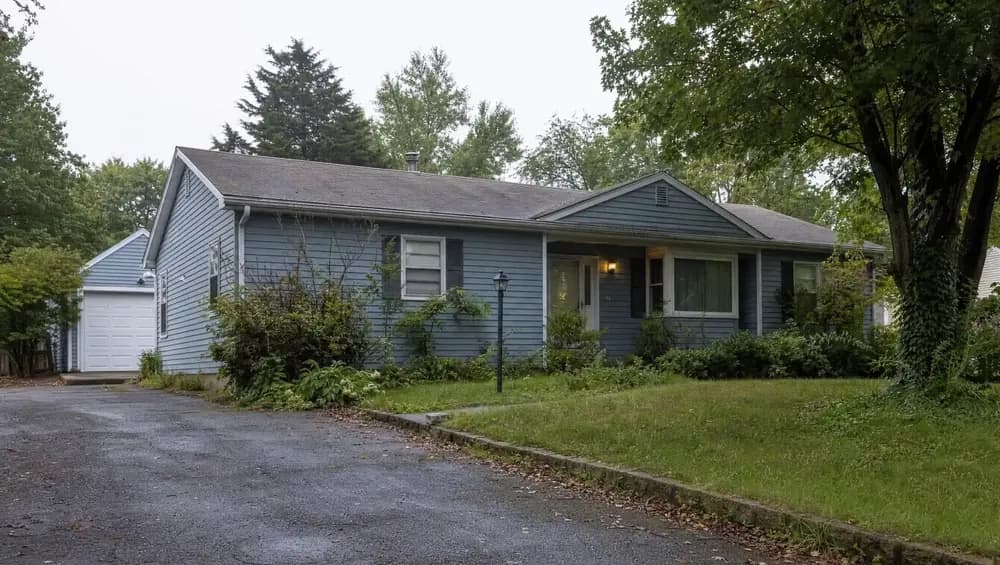 Cash home buyer meeting Ocean County NJ seller outside a shore-area ranch house in Toms River